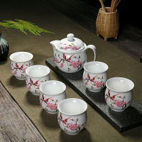 防燙隔熱 景德鎮青花功夫茶具陶瓷套裝家用茶壺雙層茶杯 定制LOGO