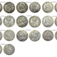 UK A Set Of(1710-1740) 3/4/6 Pence 10pcs SHILLING - GEORGE I BRITISH Silver Plated Copy Coin