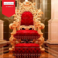 European leisure chair solid wood carved boss chair French luxury sofa chair villa reception high back throne