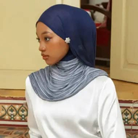 Lozy Hijab - Viscose Striped Shawl (Hijab Pashmina Motif Salur Bahan Viscose Premium) Navy Mix