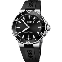 Oris豪利時 Aquis 時間之海潛水300米日期機械錶-黑/43.5mm 0173377304134-0742464EB 520送禮推薦