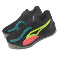 PUMA 籃球鞋 Rise Nitro 男鞋 黑 螢光黃 橘 藍 氮氣 內靴式襪套 支撐 穩定 運動鞋(37701203)