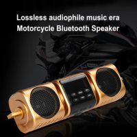 New Motorcycle Bluetooth Audio Gold Waterproof Moto Bluetooth Stereo MP3 Music Player FM Radio AUX USB TF Card Hands-free Call