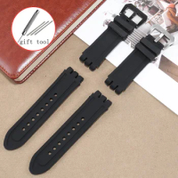 Replacement Swatch YOS440 449 401 447 448 Silicone Watchband 23mm Black Diving Rubber Strap Men's Bracelet