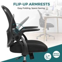 Office Computer Gaming Desk Chair, Ergonomic Mid-Back Mesh Rolling Work Swivel Chairs with Flip-up Arms, Adults, Black