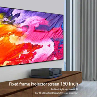 Max 150 Inch ALR Projector Screen 16:9 Fixed Frame Grey Anti Light Projection Screen for 4K Ultra Short Throw Laser Projector