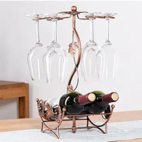 Iron Wine Bottle Glass Cup Display Holder Wine Holder Stand for Bar Cellar Pantry