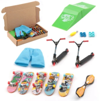 Finger Skateboard Toy Mini Scooters Wood Finger Board Skateboard Ramp Accessory with Pants Kids Finger Toy Party Favor