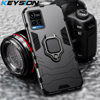 KEYSION Shockproof Armor Case for VIVO Y21 Y21S V21E 5G X70 Pro Plus Ring Stand Phone Back Cover for VIVO Y73 Y53S 4G S10 Pro