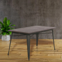 【E-home】Jed傑德金屬木面工業風桌-140x80cm 4色可選(長方桌 會議 洽談)
