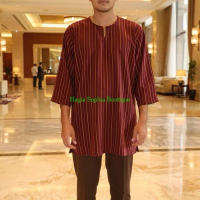 Hagia Sophia Kurta Jalur Dewasa Lengan 3suku cey 100% ironless