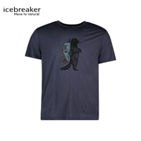 【Icebreaker 男 Core 圓領短袖上衣(浣熊探險)《石墨灰》】0A56YT/排汗衣/短T/羊毛衫