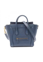 CELINE Pre-Loved Celine luggage nano shopper Handbag leather blue 2WAY
