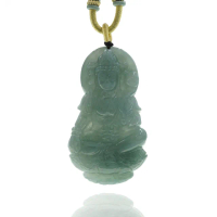 【喜緣玉品】天然翡翠如意觀音菩薩玉珮(直)