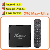 X96 Max+ Ultra Android 11.0 TV Box Amlogic S905X4 2.4G/5G WiFi 8K H.265 HEVC Set Top Box Media Player Support Micro SD Card