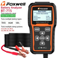 Foxwell BT-715 Car Battery Analyzer 12V &amp; 24V AGM / EFB Flat Plate Battery Tester Replaced Foxwell BT-705 Multi-Language