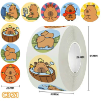 Cuộn 500 sticker khen thưởng hoạt hình capybara, tem dán sticker  gói hàng nhiều mẫu mã Lựa chọn