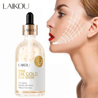 LAIKOU 100ml 24K Gold Snail Serum Brightening Skin Tone Hyaluronic Acid Moisturizing Essence Anti Wrinkle Whiten Gold Skin Care