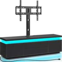 TV Stand with Mount &amp; Power Outlet, 51" TV Table Mount for 32-65 in TVs, Modern Entertainment Center with Storage Cabinet &amp; LED