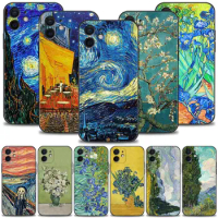 Phone Case For iPhone 14 13 12 11 Pro Max XS Max XR X 7 8 Plus 12 Mini 6S SE Silicone Black Shell Van Gogh Starry Sky Art