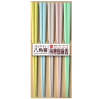 【DAIDOKORO】日本製筷子 馬卡龍粉彩 八角防滑5雙入 彩色 可機洗 抗菌加工(不滾動 洗碗機適用)
