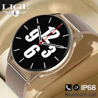 LIGE Women Bluetooth Call Smart Watch Heart Rate Blood Pressure Monitoring Smartwatch Waterproof Men Smartwatch For Android IOS