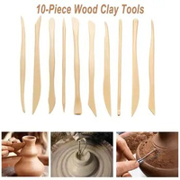 Wood Clay Tools Kids 10-Piece Pottery &amp; Polymer Tools Clay Sculpting Tools Set Air Dry Clay Tool Set For Pottery Craft Baking