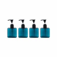 【收納家】亮面海洋透藍棱角乳液四方按壓瓶｜250ml 4入組(空瓶 瓶罐 分裝瓶 塑膠瓶 乳液瓶)