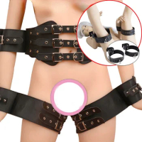 PU Leather Wrist Waist Thigh Armbinder Cuffs BDSM Restraint Handcuffs Body Harness Slave Bondage Women Role Play Costume Sex Toy