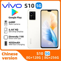 Vivo S10 5G Smart Phone 44W Charger 64.0MP 5 Cameras 6.44" 90HZ Full Screen Dimensity 1100 Android 11.0 Face ID OTA