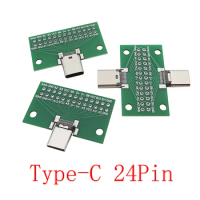 1Pcs USB Type-C Male Plug Female PCB Test Board Adapter Type C Socket 24 Pin 2.54mm Pitch Hole Connector