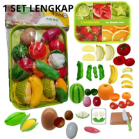 MAINAN BUAH POTONG VEGETABLES CUTTING FRUIT SAYUR BELAH 1 SET LENGKAP