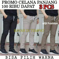 Celana Chino Panjang 100 Ribu Dapat 3 Pcs Celana Pria Dewasa Pinggang Karet Kolor Rip Rib Distro Cow