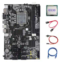 B75 12 PCIE ETH Mining Motherboard LGA1155 Motherboard+G530 CPU+SATA Cable+RJ45 Network Cable+Switch Cable