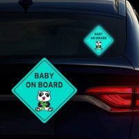 Cute Cartoon Panda Baby On Board Car Highly Reflective Sticker for Car Window Bumper Night Driving Warning Sign Decals Reflector