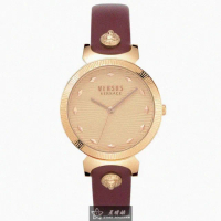 【VERSUS】VERSUS VERSACE手錶型號VV00298(香檳紅錶面玫瑰金錶殼玫瑰金色精鋼錶帶款)