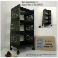 promo (COD) RAK YOYO SERBAGUNA / RAK APARTEMENT 4 SUSUN ELCO TERMURAH - RAK HITAM Penyimpanan