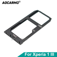 Aocarmo For Sony Xperia 1 III / X1iii MARK3 XQ-BC52 BC62 BC72 Dual SIM Card Holder Tray Slot Aluminum Alloy Drawer Replacement