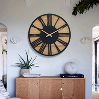 熱賣客廳掛鐘創意復古木質靜音鐘表輕奢歐式鐵木掛鐘「限時特惠」