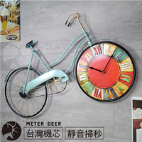 掛鐘 復古 工業風 鐵藝 大尺寸 腳踏車 自行車 靜音 時鐘 大型 高輪車 模型 鄉村風 牆面裝飾 造型 時鐘