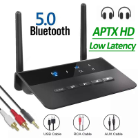 80M Bluetooth 5.0เครื่องรับส่งสัญญาณ Aptx HD LL Latency ต่ำอะแดปเตอร์เสียงไร้สาย3.5มม. AUX RCA แจ็คสำหรับ PC หูฟัง