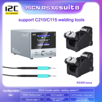i2C 3SCN 120W Precision Welding Dual Channel Soldering Station with 2PC RS300 Dormant Base For Phone SMD PCB IC and More Repair