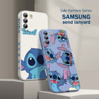Stitch The Baby Disney Phone Case For Samsung Galaxy S22 S21 S20 FE S10 Note 20 10 Ultra Lite Plus Liquid Left Rope Cover