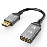 RISE-8K Displayport To -Compatible Adapter, Adapters Male To Female Support 8K 60HZ 4K 120HZ Ultra Resolution
