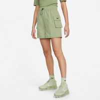 Nike 褲子 NSW Essential High Rise 女款 綠 高腰 短褲 抽繩 工裝 寬版 DM6248-386