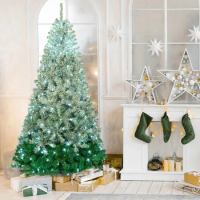 GO 7.6 FT Classic Pine Tree Christmas Tree, Gradient Tree Design, Artificial PVC Tips and Sturdy Iron Frame, 300 cool white LED