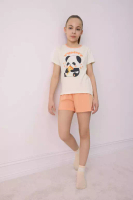 DeFacto Girls Pajamas Set Short Sleeve Top Flexible Waisted Shorts E6428A825Hs