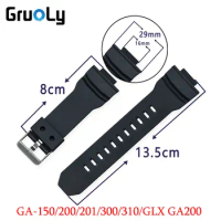 16mm Black Straps For Casio g-shock GA-150/200/201/300/310/GLX GA200 series Watch Band TPU Waterproof Wristband Accessories