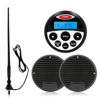 Waterproof Marine Bluetooth Stereo Radio Audio Receiver Car MP3 Player+3" Marine Speaker+FM Antenna For UTV ATV Boat Motorcycle