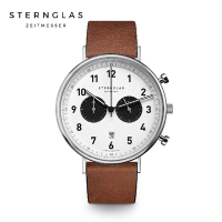 STERNGLAS 德國希丹格斯 S01-CH03-VI15 雙眼計時黑盤文青石英錶(黑錶帶) 43mm 男/女錶